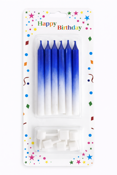 Dortové svíčky HARMONY modro-bílá 6ks