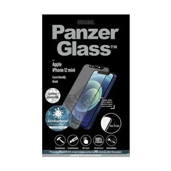 PanzerGlass Tvrzené sklo Case Friendly CamSlider Swarovski AB pro Apple iPhone 12 mini černá (2716)