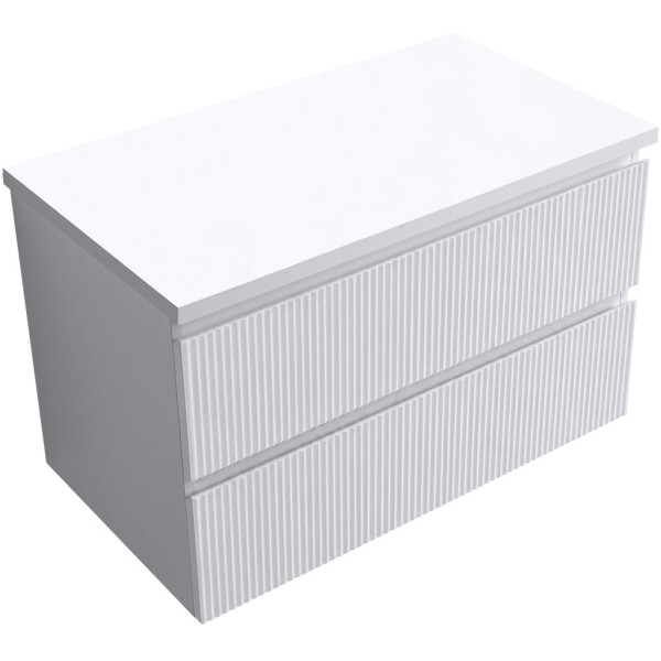 CERANO Koupelnová skříňka Carole + deska pod umyvadlo Navira Pro - 36 mm - bílá matná rýhovaná - 80x51,6x46 cm