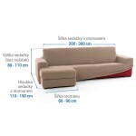 Super strečové potahy NIAGARA oříšková sedačka s otomanem vlevo (š. 200 - 300 cm)