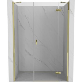 MEXEN/S - Mist-H sprchové dveře křídlové pravé 155, transparent, zlatá 8A5-155-001-50-00-P