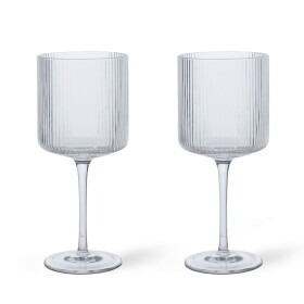 Ferm Living Sklenice na červené víno Ripple Clear – set 2 ks, čirá barva, sklo, 325 ml
