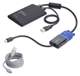 StarTech Crash Cart adaptér VGA a Mini DisplayPort černá / KVM konzolový adaptér / max. 1920 x 1200 px / USB (NOTECONS02-VGA-MDP)