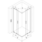 MEXEN - Exo čtvercový posuvný sprchový kout 95 x 95, transparent, černá 8111-095-095-70-00