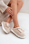 Chlupaté Pantofle S Mašlí A Ozdobami Béžové Annalira 40/41