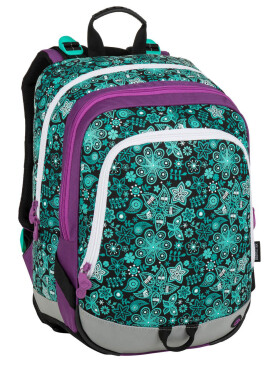 Bagmaster ALFA 9 B školní batoh - tyrkysové ornamenty zelená 23 l 180430