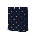 Dárková taška velká - Modrá vánoční s ražbou (26 × 12,7 × 32,4 cm) - Albi