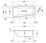 Duravit No.1 Vana asymetrická, 150x80 cm, levá, bílá 700504000000000