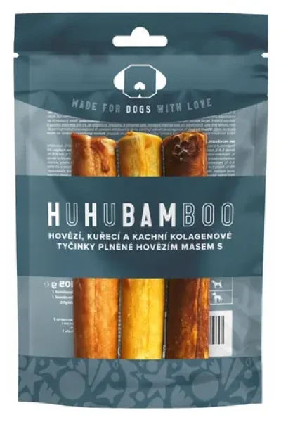 HUHUBAMBOO Pamlsek pro psy Kolagenové tyčinky hovězí, kuřecí, kachní / 3 ks (356702)