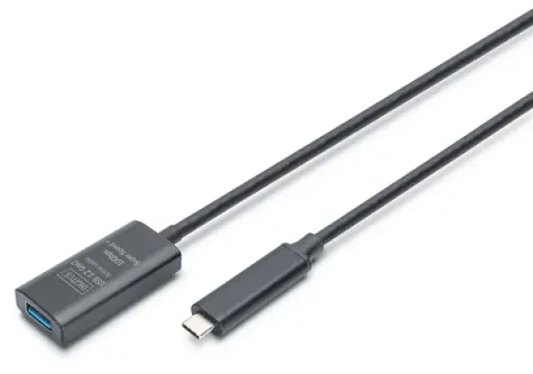 Digitus USB-C - USB-A černá / Prodlužovací kabel / Aktivní / USB 3.2 Gen2 10 Gbps / 5 m (DA-73113)