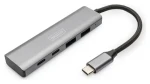 Digitus DA-70245 stříbrná / USB-C hub / 4 porty / 2x USB-A / 2x USB-C / USB 3.2 Gen 2 10Gbps (DA-70245)