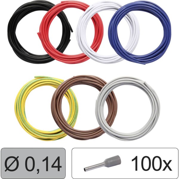Quadrios 25CW110 Jednotlivá žíla, LiFY, 0.14 mm², černá, červená, bílá, modrá, žlutozelená, hnědá, šedá, 1 sada