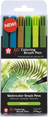Sakura, POXBR6D, Koi brush pen, sada štětečkových akvarelových popisovačů, Botanical, 6 ks