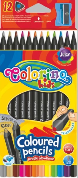 Pastelky Colorino trojhranné ořezávátkem, černé dřevo