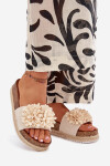 Dámské sandály na platformě s ozdobnými květinami béžové Tessara 37