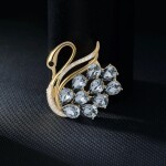 Exkluzivní brož Swarovski Elements Mariana - labuť, Zlatá