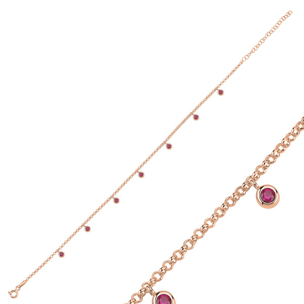 LUNICA Stříbrný řetízek na nohu ROSE GOLD 0970