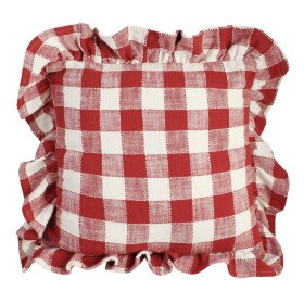 Strömshaga Povlak na polštář Ida Check Red/White 45 × 45 cm, červená barva, textil