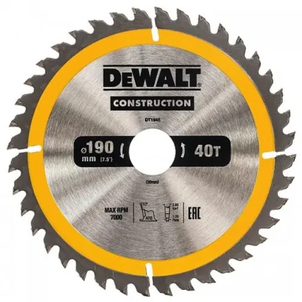 DeWALT DT1945 Pilový kotouč 190 x 30mm, 40 zubů