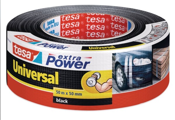 Tesa opravná páska Extra Power Universal, 50 m x 50 mm, textilní, silně lepicí, černá