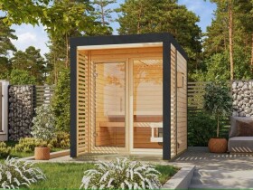 Finská sauna – KARIBU ARES 1 (natur / antracit)