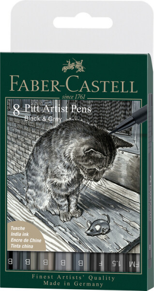Faber-Castell Pitt Artist Pen Brush sada 8 ks Black & Grey
