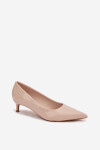 Lakované lodičky na nízkém podpatku Béžové Girela 40