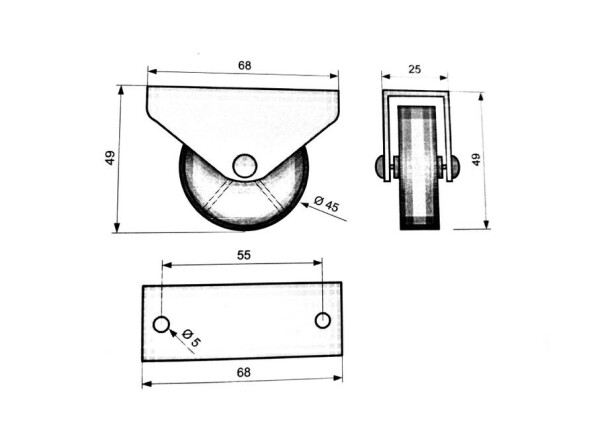 NábytekProNás Kolečko (komplet) 68 x 49 x 25 mm - plast VELIKOST BALENÍ: 1 ks