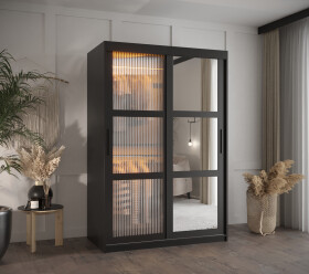 Šatní skříň Abi Flutes 2 Rozměry: 120 cm, Barva korpusu + barva dveří: Černá + Černá