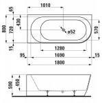 Laufen - Pro Vana 180x80 cm, levá, bílá H2449560000001