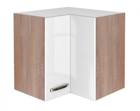 Horní rohová kuchyňská skříňka Valero HE60, dub sonoma/bílý lesk, šířka 60 cm