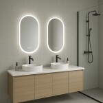 Erga Demi, oválné LED zrcadlo 50x100cm, 3 barvy světla, přední osvětlení, topná podložka proti zapaření, ERG-V01-DEMI-5010-CL