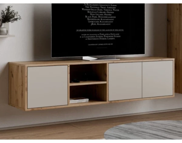 Závěsná TV skříňka Asko Living, 149,5 cm, béžová kašmír