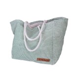 Strömshaga Plážová taška Ester Jute Green / White, zelená barva, textil