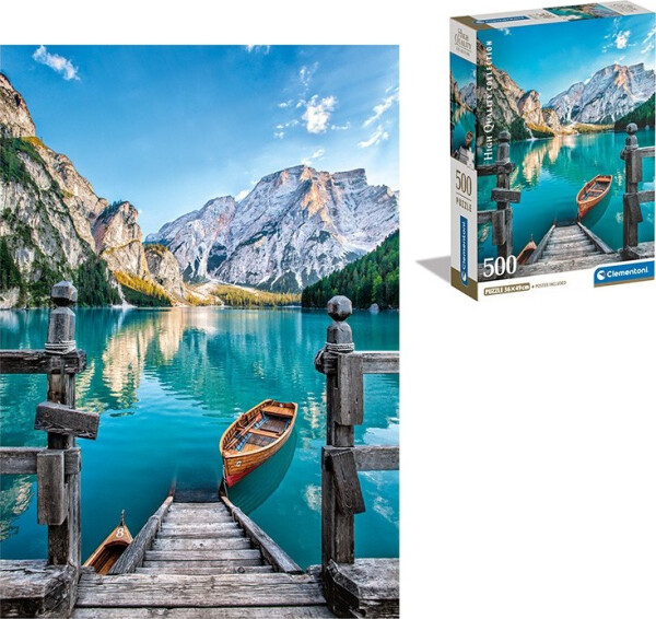 Puzzle 500 dílků Braies lake Compact - Clementoni