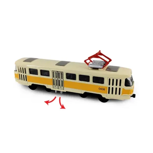 RAPPA 254244 Kovová česká retro tramvaj žlutá 16 cm-otevírací dveře