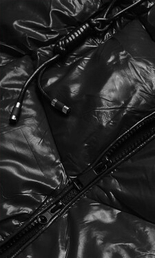 Lesklá černá vesta s kapucí (B8025-1) černá XXL (44)