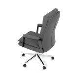 Židle kancelářská, šedá ekokůže, kříž kov chromový, houpací mechanismus, čalouněné područky
