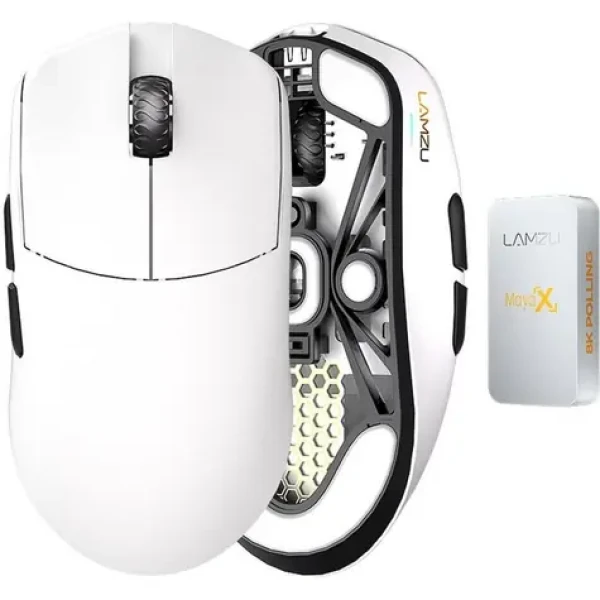Lamzu Maya X bílá / Bezdrátová herní myš / 30000 DPI / USB-C 2.4GHz (6975637430091)