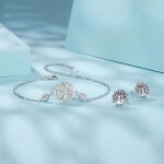 Stříbrný náramek se zirkony Strom života - stříbro 925/1000, Stříbrná 15 cm + 6 cm (prodloužení)