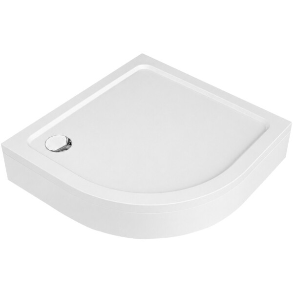 CERANO - Sprchová vanička čtvrtkruhová Brio - SMC/minerální kompozit - strukturovaná bílá - 80x80x4 + čelní panel + nožičky CER-035080
