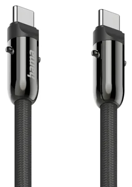 Hama USB-C 2v1 černá / Kabel a řemínek na telefon / USB-C - USB-C / 1,2 m / rychlé nabíjení