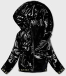 Krátká černá dámská bunda kapucí (B9787-1) černá