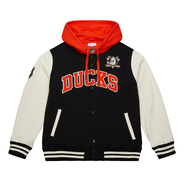 Mitchell & Ness Pánská mikina Anaheim Ducks NHL Courtside Fleece Button Front Current Logo Velikost: L