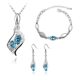 Souprava náhrdelníku, náušnic a náramku Andělské slzy Seablue, Světle modrá 40 cm + 5 cm (prodloužení)