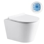 CERANO WC závěsné Norbi, Rimless + Slim/UF sedátko - bílá lesklá - 48,5x36,5 cm