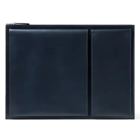Lexon Flat LN2503B tmavě modrá / Brašna na notebook / 14" / recyklovaná kůže / 2 velké a 2 malé kapsy (LN2503B)