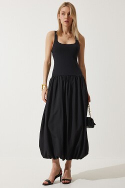 Happiness İstanbul Women's Black Balloon Midi Dress