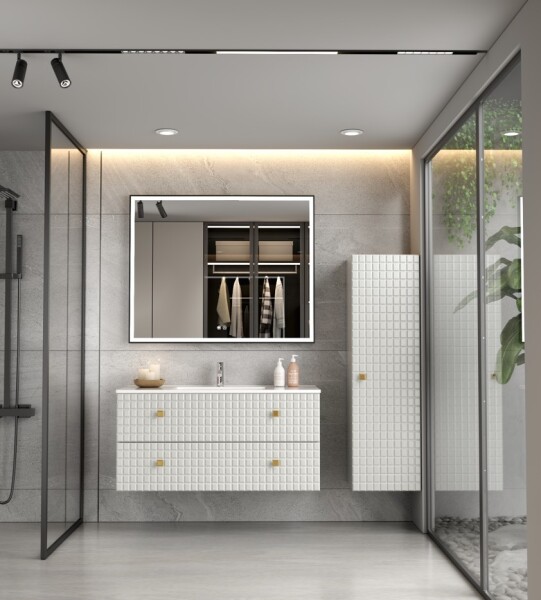 Erga Samira, LED zrcadlo 100x80cm v černém rámu, 2760 lm, 3 barvy světla, přední/zadní osvětlení, ERG-V01-SAMIRA-1080-BK