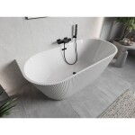 MEXEN/S - Oris volně stojící vana nástěnná reliéf 170 x 80, bílá, sifon a přepad černá 52871708000-70